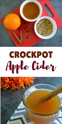 the crockpot apple cider is made with apples, cinnamons and spices