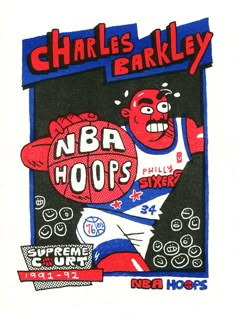 a drawing of a basketball player with the number 4 on it's chest and name, charles barkley