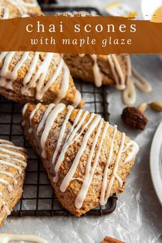 cinnamon rolls with maple glaze on a cooling rack