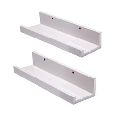 two white shelfs are shown against a white background