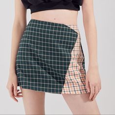 Uo Mixed Plaid Mini Skirt A-Line Silhouette, Zipper Closure At The Back 65% Polyester 32% Viscose 3% Elastane Length: 15.25” Never Worn Plaid Outfit, Rush Outfits, Urban Outfitters Skirt, Belted Mini Skirt, Better Sweater, Fun Hair, Wrap Mini Skirt, Black Denim Skirt, Miniskirt Outfits