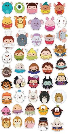 an assortment of cartoon stickers on a white background