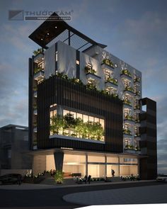 an artist's rendering of a building with plants growing on it