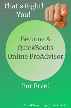 a green book cover with the words, that's right you become a quickbooks online proadvisor for free