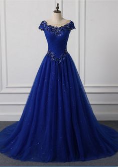 Long Neck Appliqued Wedding Dress Royal Blue Wedding Party Dresses Wedding Dress Royal Blue, Wedding Dress Royal, Veils Wedding, Outdoor Wedding Dress, Gold Prom Dresses, Bridal Store, Dress Royal Blue, Royal Blue Wedding, New O