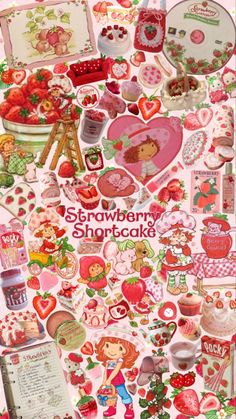 strawberry shortcake stickers are arranged in the shape of a heart