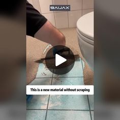 someone is cleaning the bathroom floor with a scrubber and water from a toilet bowl