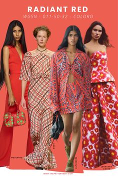 Spring 2024 Color Trends Radiant Red Color, Radiant Red Fashion, Ss24 Print Trends Wgsn, 2024 Spring Summer Fashion Print Trends, Spring Colours 2024, Wgsn Ss24, Trends Spring 2024, Spring Summer 2023 Fashion Trends Colors, Color Trends 2024 Fashion