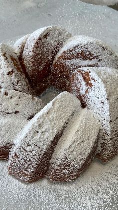 a bundt cake with powdered sugar on top