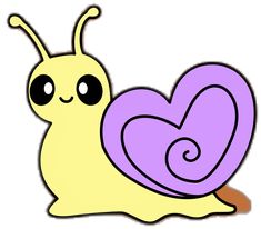 a cartoon snail with a heart shaped shell on it's back, laying down