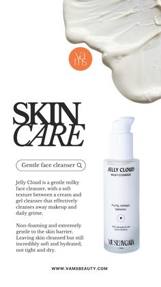 Jelly Cloud Milky Cleanser—your soothing solution to dry and sensitive skin. Its unique formula strikes the perfect balance between a cream and gel cleanser, offering a gentle, non-foaming cleanse that removes makeup and impurities without stripping the skin. Enriched with papaya oil and prebiotics, it leaves your face refreshed, balanced, and oh-so-soft. Cloud Face, Milky Cleanser, Papaya Oil, Gentle Face Cleanser, Facial Oils, Dry Sensitive Skin, Skin Cleanse, Prevent Acne, Gel Cleanser