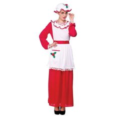 a woman in a red and white costume