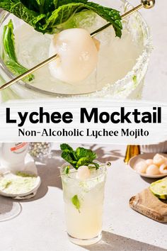 an alcoholic cocktail with mint and mojito on the rocks