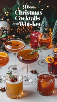 christmas cocktails with whiskey on the table