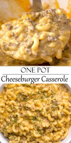 one pot cheesburger casserole and the other one in a bowl