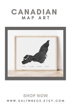 the canadian map is shown in black and white with text that reads, shop now