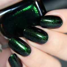 Salem - by ILNP Ilnp Nail Polish, Shimmer Nail Polish, Nail Shimmer, Green Nail Polish, Green Nail, Burgundy Nails, Nail Polish Colors, Green Nails, Winter Nails