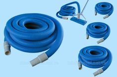 several blue hoses connected to each other on a light blue background with white piping