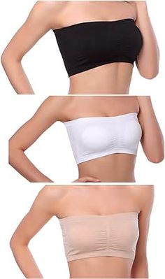 Venbond 3-4Packs Women's Seamless Bandeau Crop Tube Top Bra Strapless Padded Bralette Wireless Strapless Bra, Crop Tube Top, Strapless Bralette, Top Bra, Padded Bralette, Lace Bandeau, Strapless Bandeau