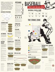 baseball info sheet with instructions on how to play the ball and how to use it