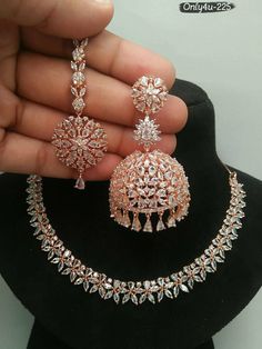 Very beautiful handmade American diamond necklace set Engagement Necklaces, Dark Jewelry, American Diamond Jewellery, Indian Bridal Jewelry Sets, American Diamond Necklaces, Jewelry Set Design, Bridal Necklace Set, Diamond Necklace Set, Diamond Jewelry Designs