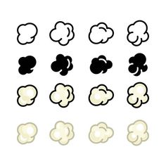 a bunch of different types of clouds on a white background