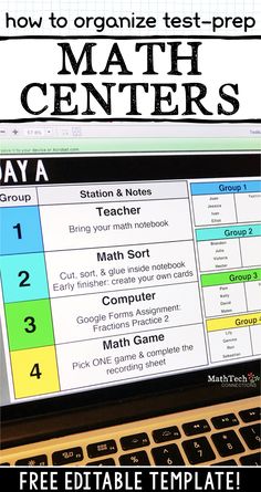 a computer screen with the text how to organize test prep for math centers on it