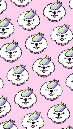 a pink background with white llamas and rainbow manes on the top one