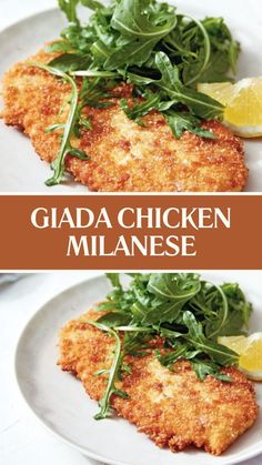 Giada Chicken Milanese Healthy Chicken Milanese Recipe, Chicken Vesuvio Recipe Giada, Milanese Chicken Recipes, Dean And Deluca Recipes, Healthy Dinner Recipes Italian, Lifewithjanet.com Recipes, Baked Chicken Milanese Recipe, Chicken Milanese With Arugula Salad