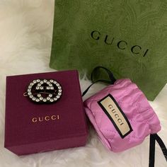 Gucci Black Hair Clip Retail Price $460 Usd Comes With Original Gift Bag Packaging, Pink Clip Bag And Original Box/Packaging Gift Bag Packaging, Pink Clip, Black Hair Clips, G Hair, Gucci Accessories, Bag Packaging, Gucci Black, Original Gift, Box Packaging