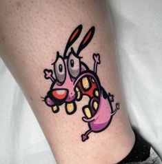 Cartoon Dog Tattoo, 2d Tattoo, Courage The Cowardly Dog Tattoo, 90s Tattoos, M Tattoos, Courage The Cowardly Dog, Cowardly Dog