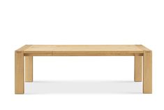 a wooden table with two legs and one leg extended to the side, against a white background