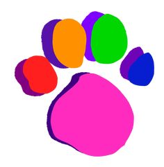 an animal's paw is painted in bright colors