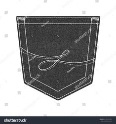 a black and white drawing of a pocket with a string on the inside, in front of