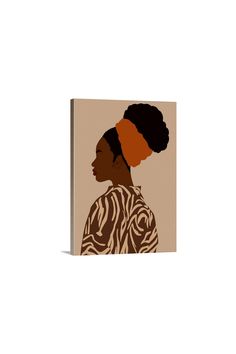 an illustration of a woman's head in brown and orange