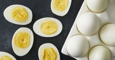 several hard boiled eggs on a tray