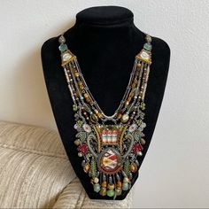 Ayala Bar Large Indian Princess Beaded Necklace Excellent Like New Condition. Necklace Was Purchased Brand New. Features: Beaded, Gems, Adjustable Length, Tiered Construction, Boho, Native American, Navajo, Unique, Handmade, Art To Wear Bundle For A Discount Book Locket Necklace, Crown Pendant Necklace, Bunny Necklace, Choker Collar Necklace, Book Locket, Crown Necklace, Bar Jewelry, Sunflower Pendant, Assemblage Jewelry