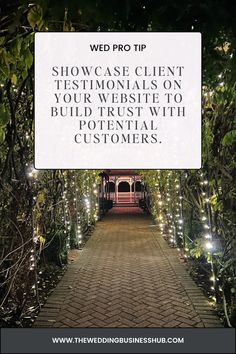 the wedding pro tip show case client testimonals on your website to build trust with potential customers