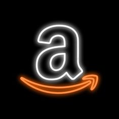 the amazon logo is glowing in the dark