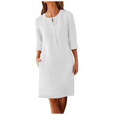 Product information: Season:Four Seasons Gender:Women Occasion:Home,Daily Material:Polyester Style:Casual,Fashion Sleeve Length:Sleeveless Collar:O-Neck Fit:Fits ture to size Thickness:Standard How to wash:Hand wash Cold,Hang or Line Dry What you get:1PC Women Dress Size:M Bust:100cm/39.37'' Shoulder:40cm/15.75'' Sleeve:59.6cm/23.46'' Length:97cm/38.19'' Size:L Bust:105cm/41.34'' Shoulder:41cm/16.14'' Sleeve:60.2cm/23.70'' Length:98cm/38.58'' Size:XL Bust:110cm/43.31'' Shoulder:42cm/16.54'' Slee Vestido Plus Size, Cotton Linen Dresses, Linen Casual, Vestidos Vintage, Mini Dresses For Women, Summer Chic, Long Summer Dresses, Vestido Casual, Vintage Elegant