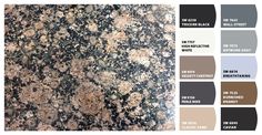 an image of granite with different colors and textures in the same color swatches on each side