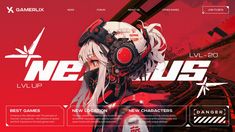 the website is designed to look like an anime character with long white hair and red eyes