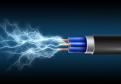 an electric cable is being charged by lightning