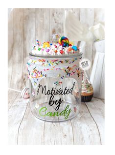 a glass jar filled with lots of sprinkles