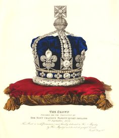 an illustration of a crown sitting on top of a red pillow