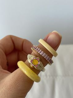 Evry Jewels pastel rings Diy Clay Rings, Aesthetic Rings, Daisy Ring, Kids Rings, Resin Ring