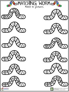 the matching worms worksheet for kids to learn how to count them into numbers