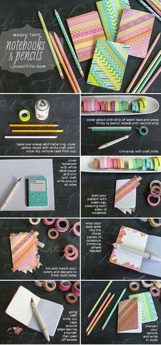 the instructions for how to make washi tape notebooks and stationery sets from scratchsticks