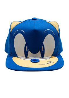 sonic the hedgehog baseball cap with blue and yellow visor, front side view