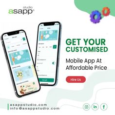 an advertisement for the ascapo app, featuring two phones with their screens open